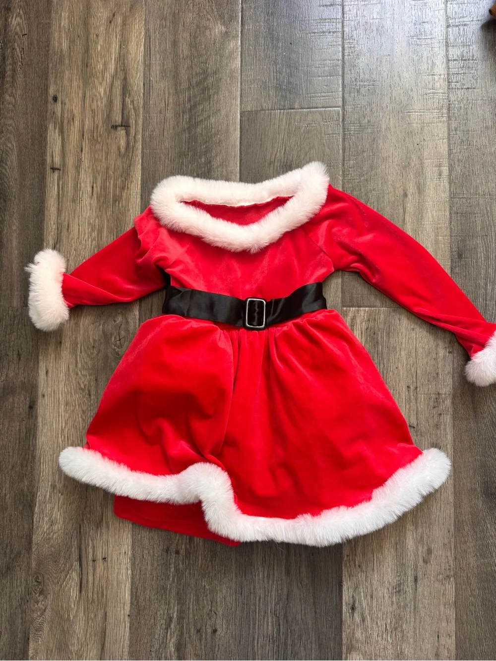 Classic Red Santa Girl Christmas Dress with White Trim